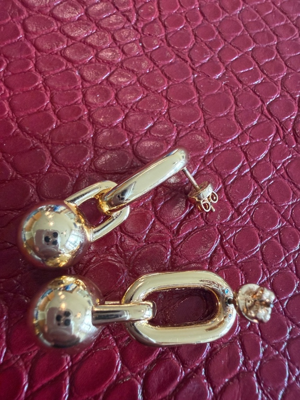 Anine Bing Gold Link Drop Earrings with Ball Charm - Picture 10 of 10